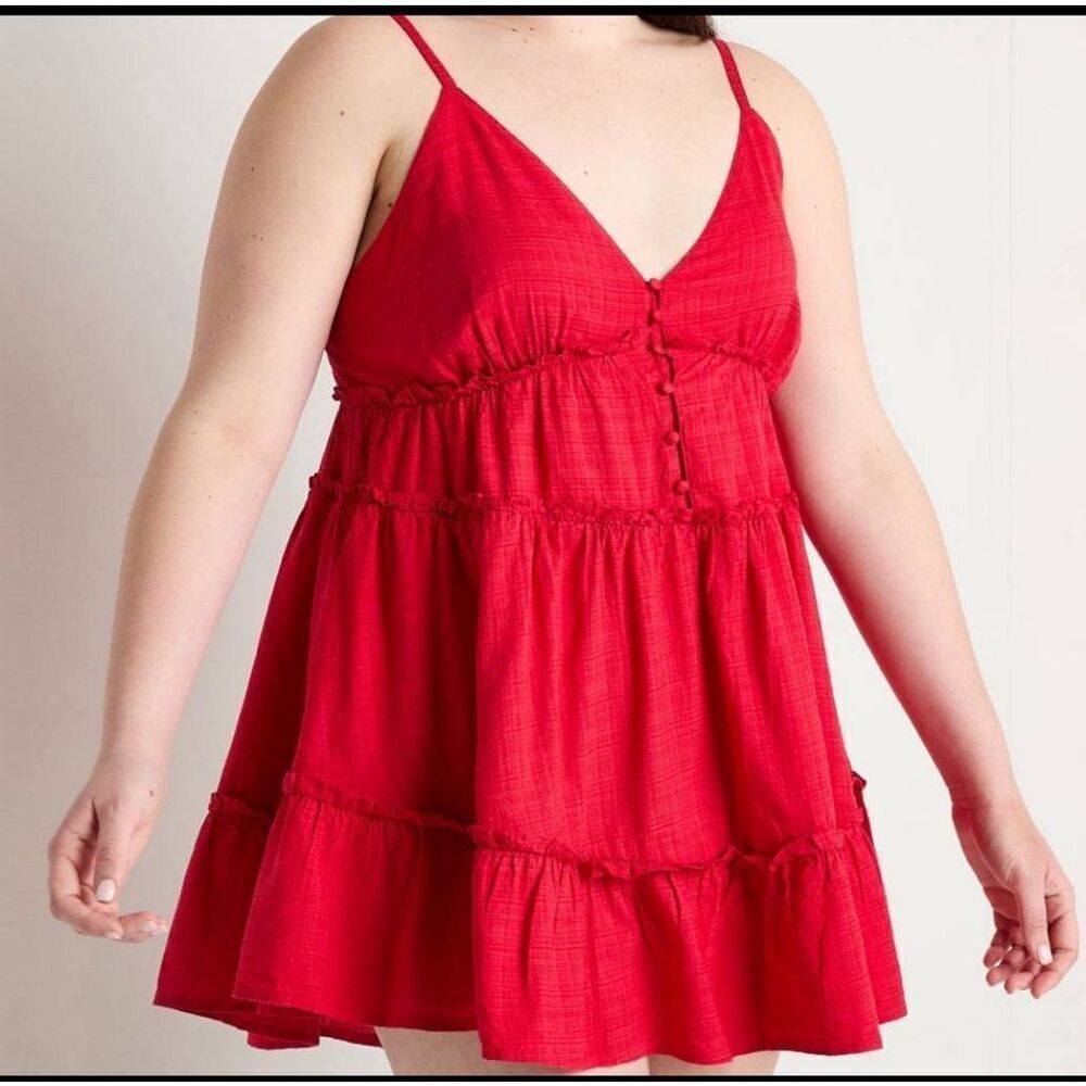 Arizona Plus Size Babydoll Dress Red Ruffles 3XL Boho Western Festival Gypsy NWT